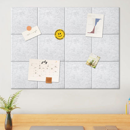 Chejiaye Vision Board for Photo&Pictures,Felt Message Wall Panel 6Pcs11.8"x11.8"Self-Adhesive,Removable Cork Board Bulletion&Poster Board for Office Classroom Decor Hanging File Folders,Silver Gray