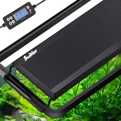 24/7 LED Aquarium Light, IP68 Waterproof Extendable Bracket Fish Tank Light with Timer, 7 Colors, 10 Level Adjustable Brightness, DIY Mode Full Spectrum Aquarium Plant Light for 24-30 Inch Fish Tank