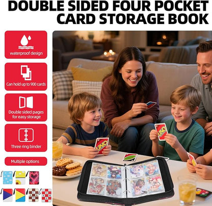 Collectible Trading Card Albums,4 Pocket Card Binder, 400 Double Sided Pocket PU Premium Zip Trading Collection Binderwith 50 Removable Sleeves, Card Folder forTCG, Sports Cards (Red&Yellow& Blue)