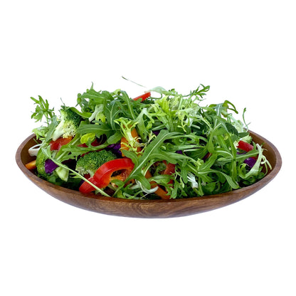 WRIGHTMART Acacia Wood Oval Bowl, Handmade, Rustic Server for Foods, Salads, Fruits, Bread - Dining Table & Kitchen Counter Décor - Entryway Key & Coin Catch-All Tray, 10.75" x 7" x 1.75"