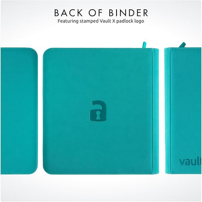 Vault X 12 Pocket Zip Binder, 480 Cards, Exo-Tec Material, 20 Side-Loading Pages (Teal)
