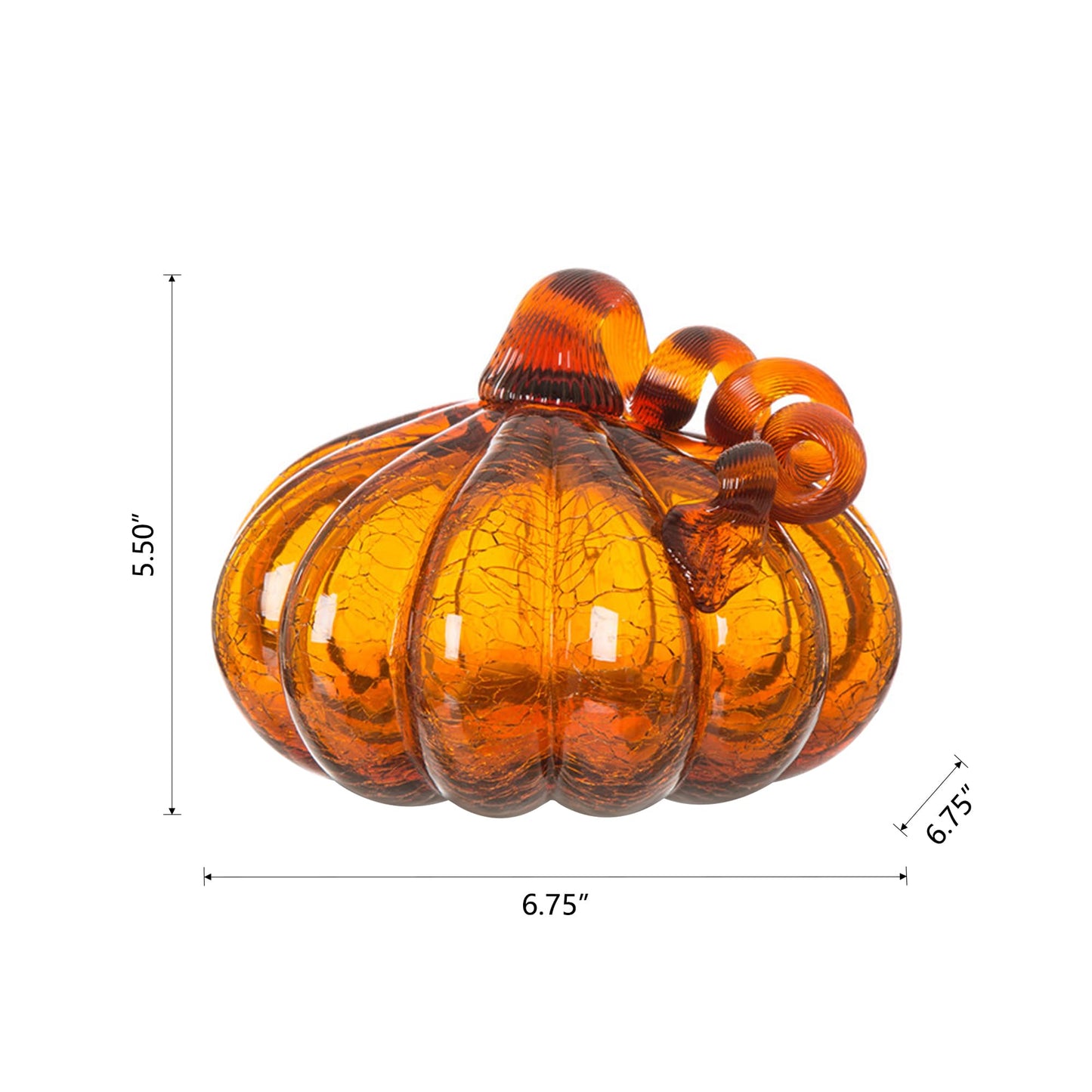 Glitzhome Hand Blown Glass Pumpkin Decor 5.5" Amber - Artisan Fall Table Centerpiece for Thanksgiving Harvest Home Decor Halloween Displays