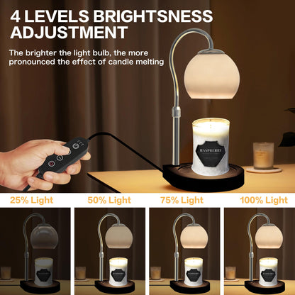 DALUXshop Candle Warmer Lamp with Timer 2H/4H/8H, Adjustable Height Dimmable Candle Lamp with 2 Bulbs, Wax Melt Warmer for Jar Candles, House Warming, Home Decor, Christmas Gifts for Women, Mom(Black)