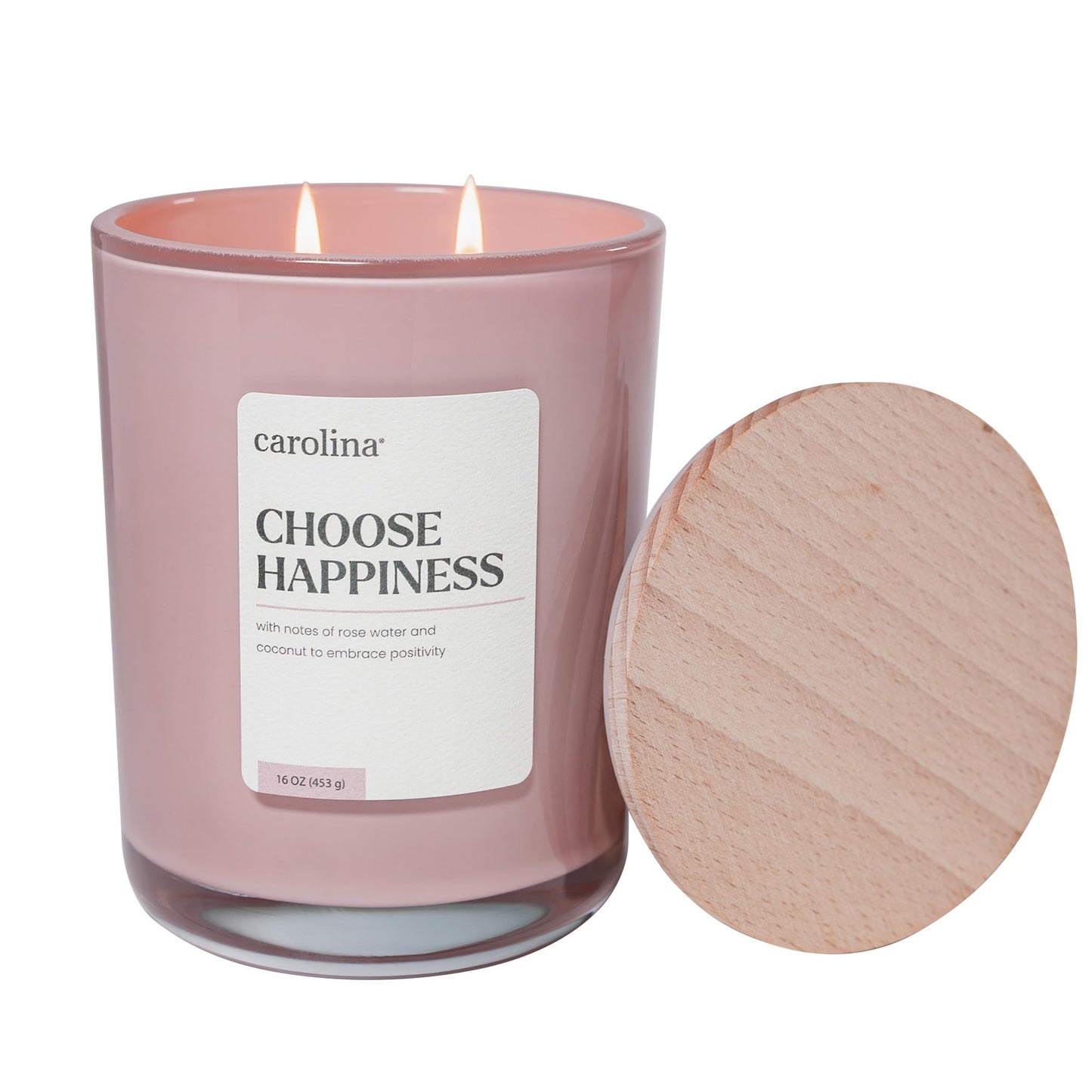 Carolina Choose Happiness 16 oz Scented Candle, 2 Wick Wellness Relaxing Candle, 60H Burn Time, Ideal for Creating a Welcoming Home - Made in The USA