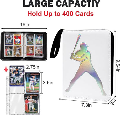 400 Pockets Baseball Card Binder, Portable Waterproof Storage Album with Removable Sleeves for Baseball Sports Cards 2025-2026 Collectors