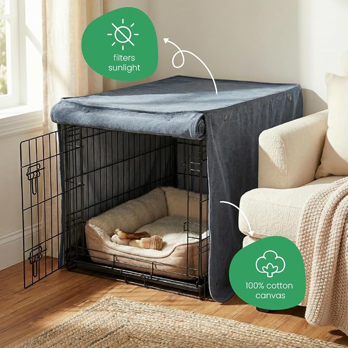 Molly Mutt Dragonstone Dog Crate Cover, GOTS-Certified 100% Organic Cotton Canvas Cover for Dog or Puppy Kennel and Cage, Washable, Free of Harmful Chemicals, Medium/Large, Fits 30"x19"x21" Crate