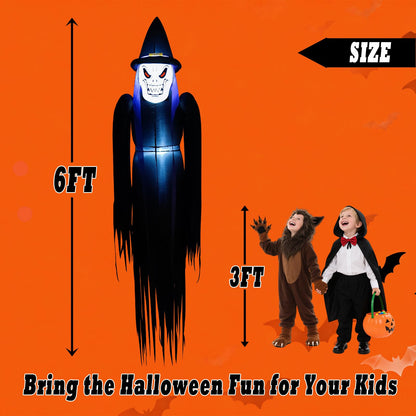 SRKLH 6FT Halloween Inflatables Hanging Ghost Outdoor Decorations Blow Up Yard Decor with Built-in LEDs for Tree Window Porch Lawn Party Decor