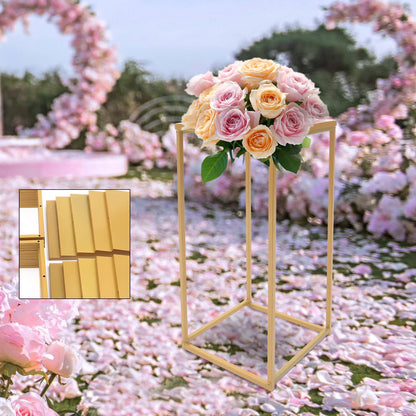 LIAPDG 10Pcs Metal Flower Stand, DIY Outdoor Wedding Bouquet Holder Geometric Centerpieces Gold Pedestal Stand Metal Floor Vase for Wedding, Anniversary or for Living Room, Fireplace