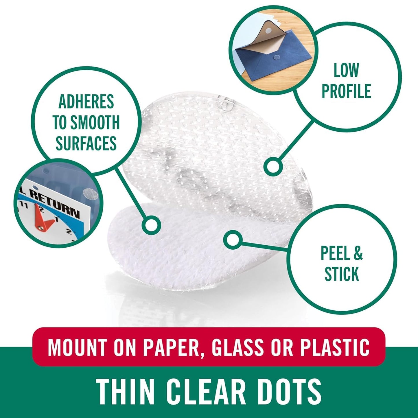 VELCRO Brand Thin Clear Dots with Adhesive, 200Pk 5/8in Circles, for Crafting School Projects, Home and Office Organization | Low Profile Design