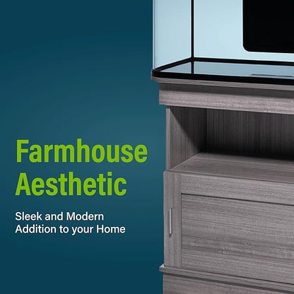 GloFish Aquarium Stand, 20 Gallons, Features Enclosed Storage Area, Display Area, Back Panel Cutout, Modern Farmhouse Look. Fish Tank Sold Separately