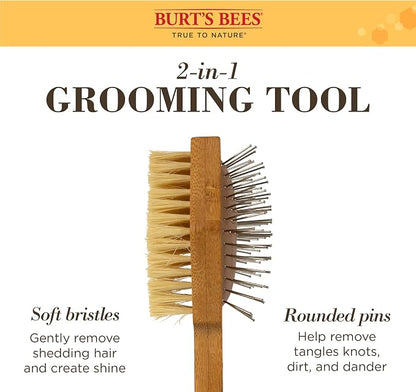 Burt's Bees for Pets Double Sided Pin and Hemp Bristle Dog Brush, Reduces Shedding, Removes Tangles and Loose Hair for All Coat Types, Sustainable Bamboo and Recycled Materials - 24 Pack
