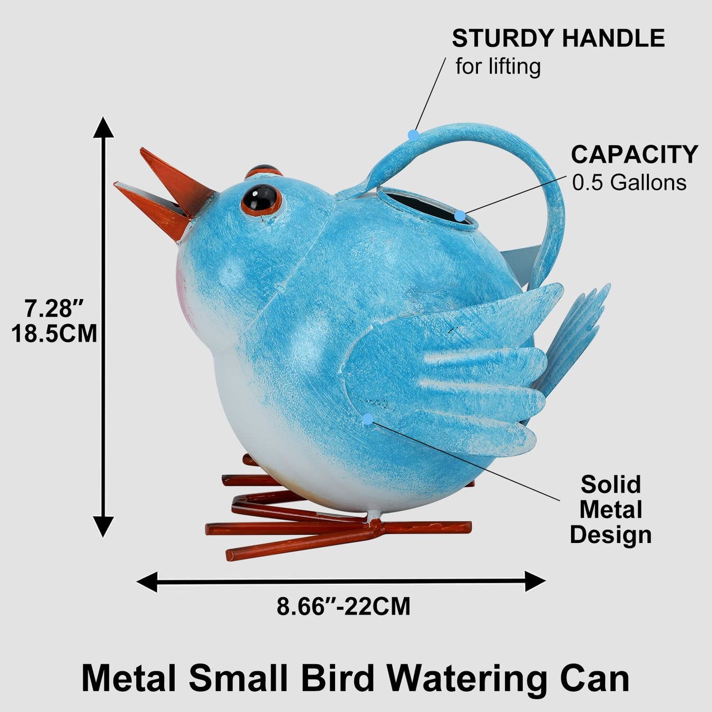 Metal Cute Bird Watering Can for Indoor/Outdoor Plants,Garden Functional Small Watering Can Decor, Decorative Watering Kettle Planter for House Plant Garden Flower,Kids 1.8L 1/2 Gallon Watering Pot,