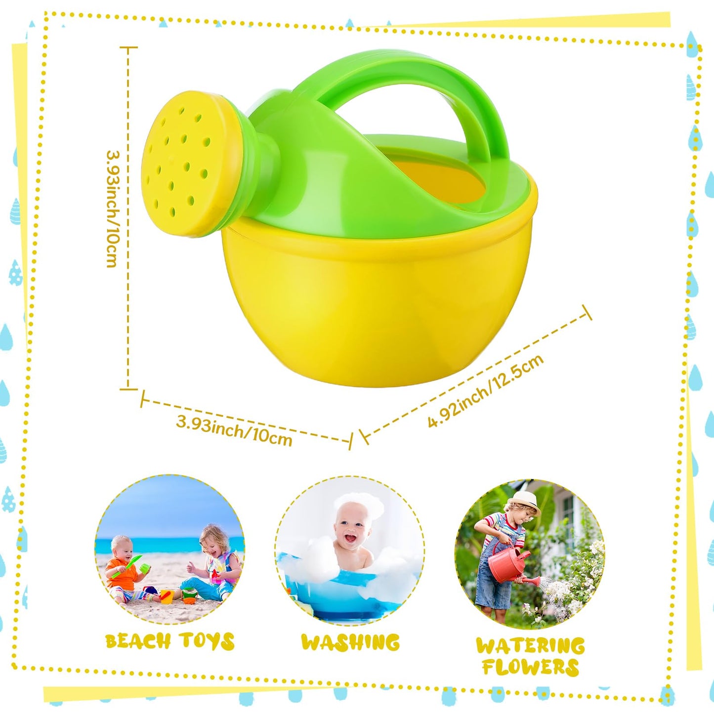 Sosation 12 Pcs Mini Kids Watering Cans Beach Sand Water Play Toy for Toddler Colorful Plastic Small Watering Pot with Handle Child Gardening Tools Bathtub Shower Party Toy Gift(Vivid Style)