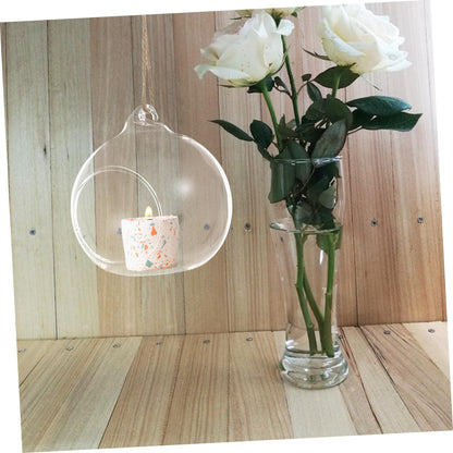 Amosfun 5pcs Hanging Glass Terrarium Decorative Tealight Holders with Double for Floral Displays Air Plants Elegant Centerpieces for Weddings Holidays Home Decor