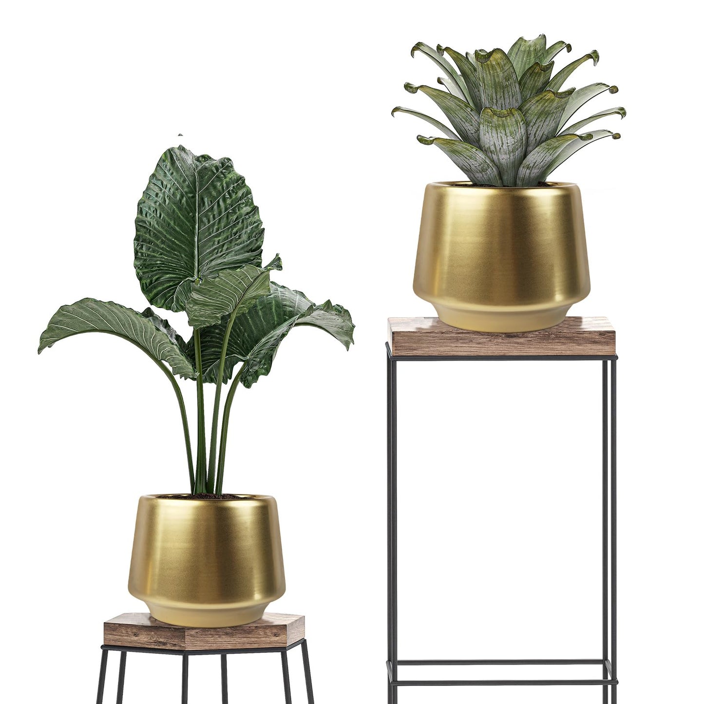Decor Trends Gold Planter Flower Pots 6 inch Decorative Plant Pots for Indoor Gold Brass Succulent Plant Pots Containers (Dia 6 inch), Small 5.9‘’