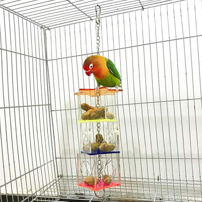 Bird Foraging Toys,Creative Parrot Feeder Box,Hanging Treat Foraging Toy for Anchovies,Parakeets,Cockatiel,Conure,Mynah,Macow