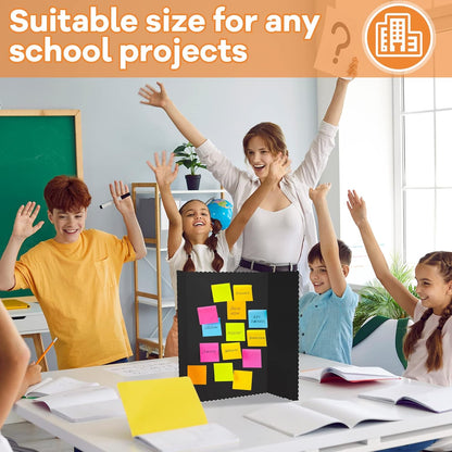 Henoyso 8 Pieces Tri Fold Poster Board Lightweight Fold Presentation Board for Science Fair Display(14 x 22 Inch,Black)