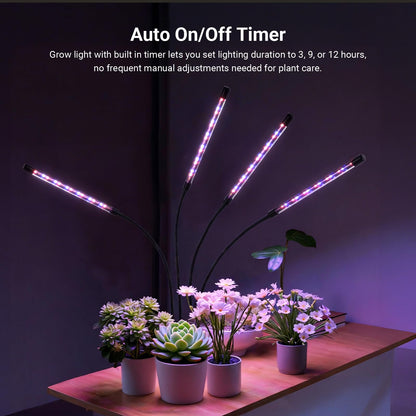 NEEWER ENTRY LEVEL VERSION Four Bar Grow Lights for Indoor Plants, Full Spectrum Clip Plant Growing Lamp with 160 Blue, Red, White LEDs, 3/9/12H Timer, Dimmable for Gardening Seed Starting Bonsai, N30