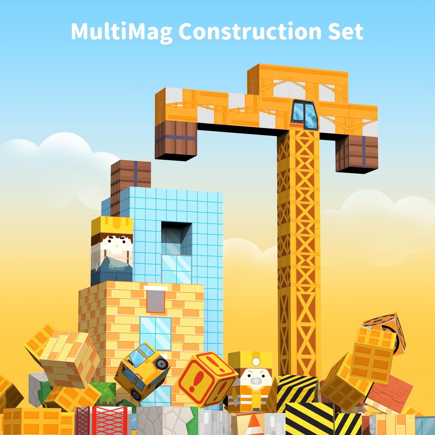 VNLINA Magnetic Blocks Building Toys - 154PCS Magnet Building Blocks Set Construction Cubes STEM Sensory Stacking Kids Toys for Boys Girls