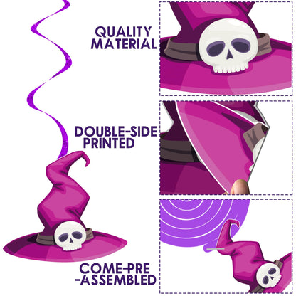 Halloween Witch Hat Hanging Swirls Witch Theme Party Decorations 20PCS Witch Hats Hanging Streamers Halloween Wizard Hat Decor for Spooky Scary Birthday Baby Shower Supplies