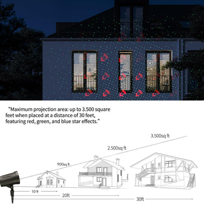 2-Pack Christmas Projector Lights Outdoor Laser Projection with Remote & Bonus Timer – 8 Festive Red & Green Patterns, IP65 Waterproof Xmas Laser Light for Lawn, Garden, Yard & Patio Decorations