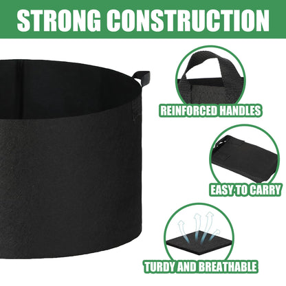 FVOTNW 2-Pack 20 Gallon Fabric Grow Bags with Handle, Heavy Duty 300G Thickened Nonwoven with Handles and Reusable, Suitable for Garden Vegetables,Fruits and Flowers(Black)