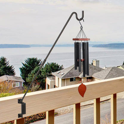AILIN YELOKIE 32" 360° Swivel Deck Hook - Heavy Duty Solid Steel Plant Hanger, 12-Directional Adjustable Wall Bracket for Bird Feeders/Pole, Outdoor Plants & Wind Chimes, Black (2-Pack)