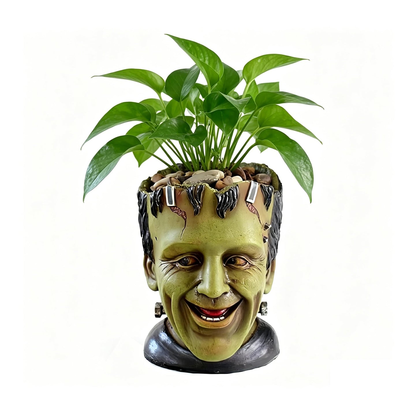 Youfui Funny Planters Head Planter for Indoor Plants, Succulent Pot with Drainage Hole Fairy Garden Resin Cactus Pencil Holder Desk Storage Gift for Women Men Plant Pot