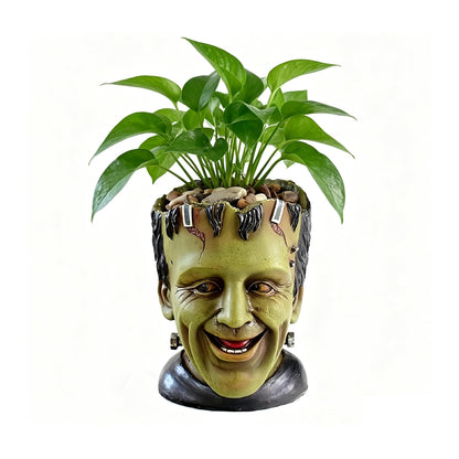 Youfui Funny Planters Head Planter for Indoor Plants, Succulent Pot with Drainage Hole Fairy Garden Resin Cactus Pencil Holder Desk Storage Gift for Women Men Plant Pot