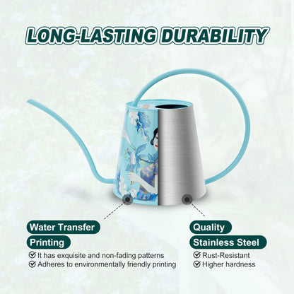 Berry&Bird House Plants Watering Can - Indoor & Outdoor 1/2 Gallon Stainless Steel Water Can with Long Spout Garden Decoration for Flower Bonsai Succulent Gardening Large Water Bottle (2L, Magnolia)