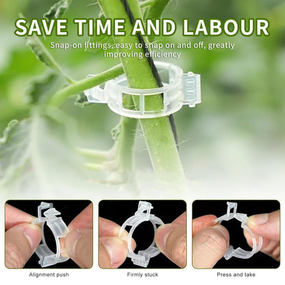 oddmmo 200 Pack Secured Plastic Plant Clips, 2024 Combinable Plant Support Clips, Plastic Trellis Clips for Climbing Plants, Vine Vegetables Fixing Clips, Plant Clips for Tomato Trellis & Peony Cages