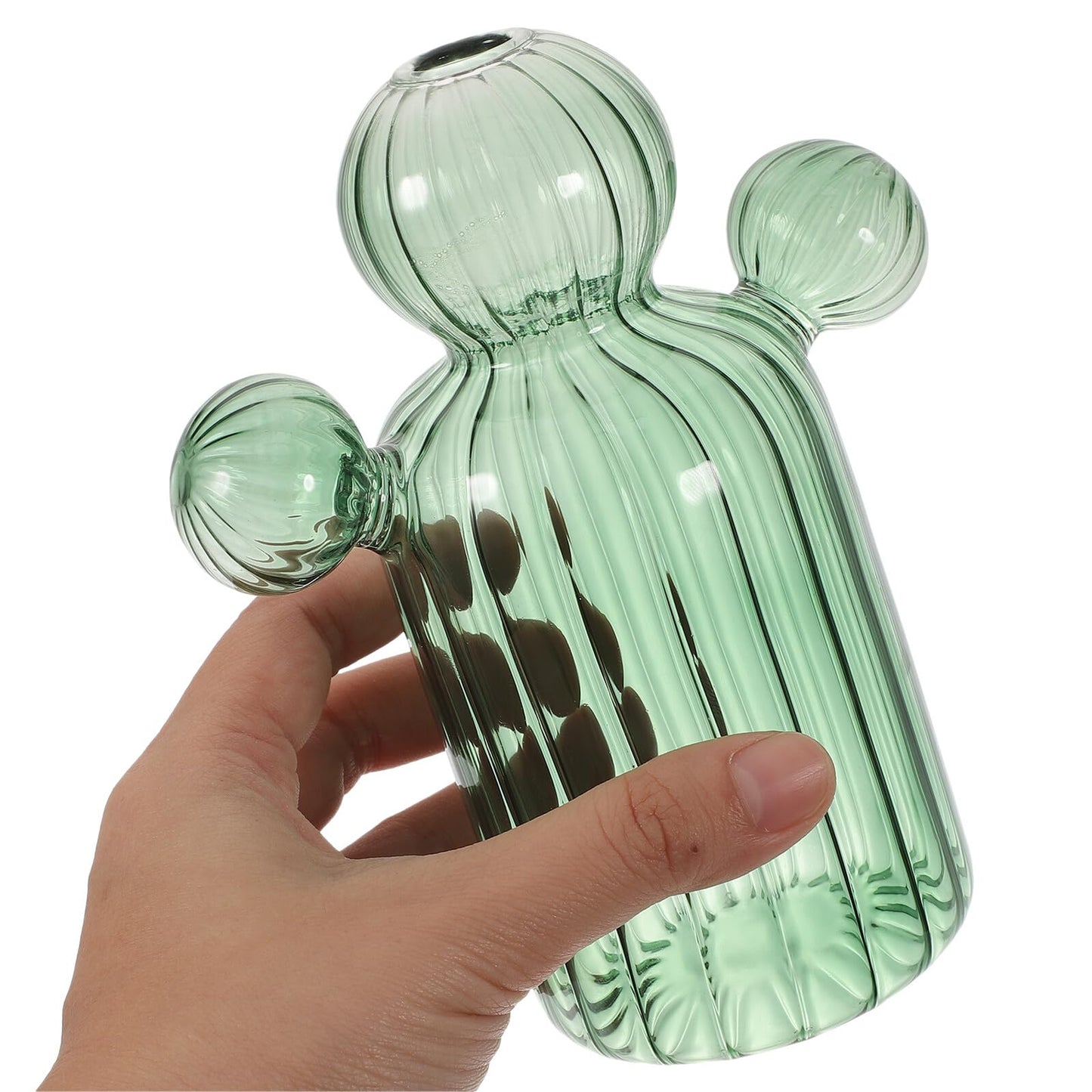 SOESFOUFU Glass Cactus Terrarium Vase Narrow Neck Hydroponic Plant Pot Decorative Glass Flower Vase for Home Table Centerpiece Green