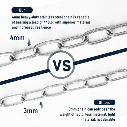 Gate Chain for Outdoor Fence - Rustproof Metal Gate Latch Chain with Hooks, Secure and Durable for Garden, Yard, and Farm Use - Easy Installation, Weather Resistant (2 Pack)