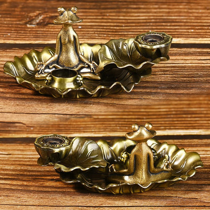 Frog Incense Holder: Incense Burner Holder Waterfall | Backflow Incense Burner, Insence-Stick Holder with 7 Incense Holes, Incense Cone Holder