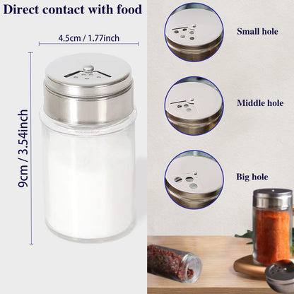 4pcs Salt and Pepper Shakers Set, Salt Shaker and Pepper Shaker with Adjustable Pour Holes, Pepper and Salt Container with Stainless Steel Lid,Glass Salt and Pepper Shakers,Spice Shaker for Kitchen