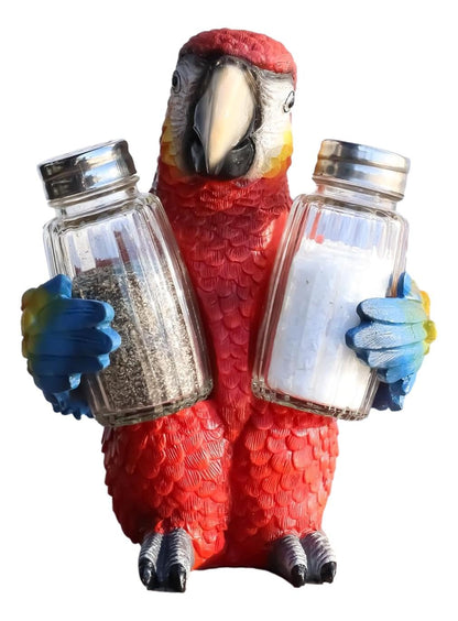 Ebros Tropical Rainforest Rio Red Scarlet Macaw Parrot Bird Salt And Pepper Shakers Holder Figurine Set 6.75"H Nautical Table Decore or Decorations For Spice Racks Holders Organizers Kitchen And Home