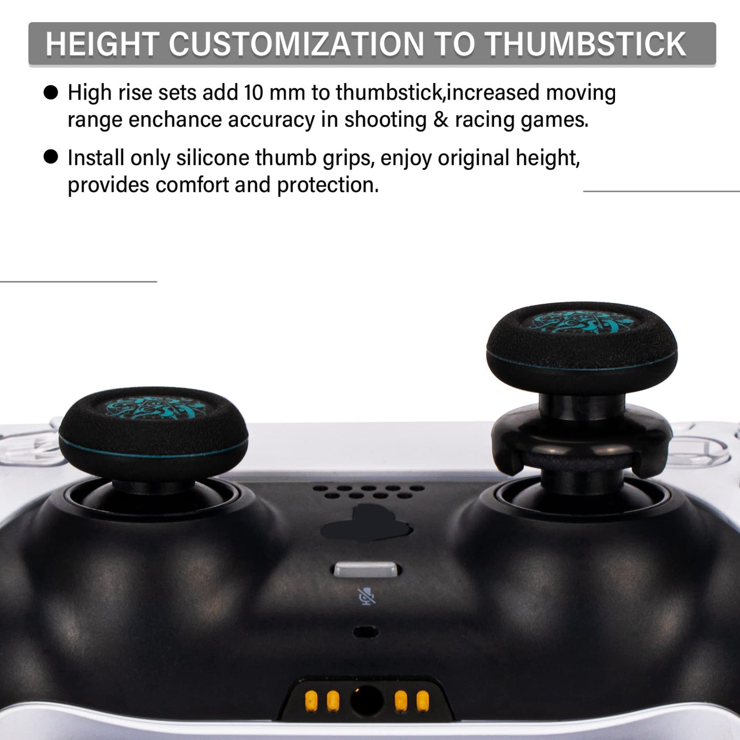 Playrealm FPS Thumbstick Extender & Printing Rubber Silicone Grip Cover 2 Sets for PS5 Dualsenese & PS4 Controller (Deep Sea Demon Tentacle)
