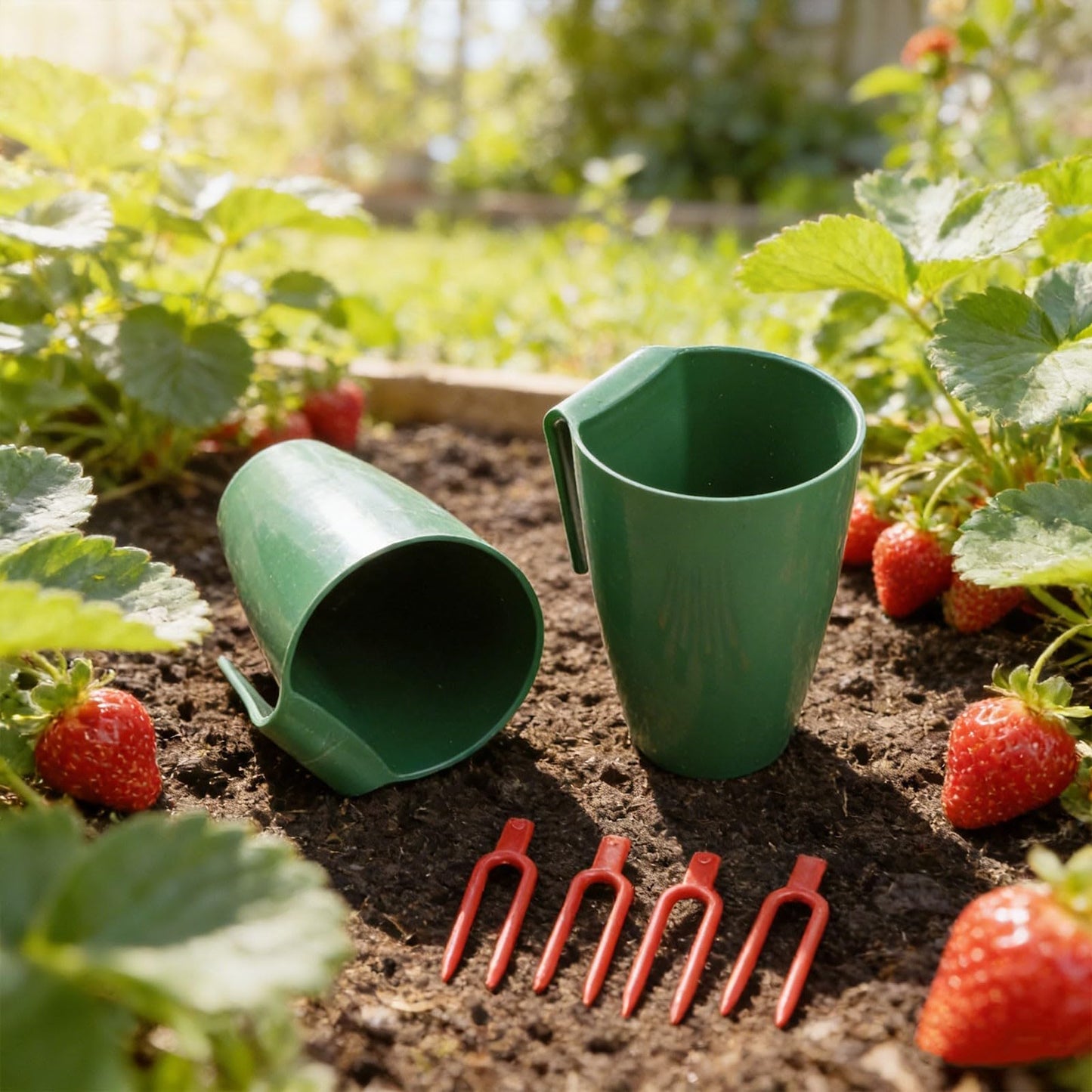 Strawberry Plant Propagation Kit with 10 Hanging Cups and 20 Rooting Forks for Indoor or Outdoor Transplanting, Space-Saving Greenhouse Gardening Tool for Home, Balcony, or Yard(Large)
