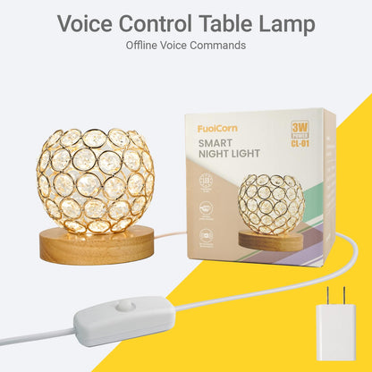FuoiCorn Crystal Mood Table Lamp, Small Decorative Sphere Light with Voice Control - 3 Lighting Modes Ambient Lighting for Tiny Bedroom & Living Room Decor, Aesthetic Gifts for Teen Girls