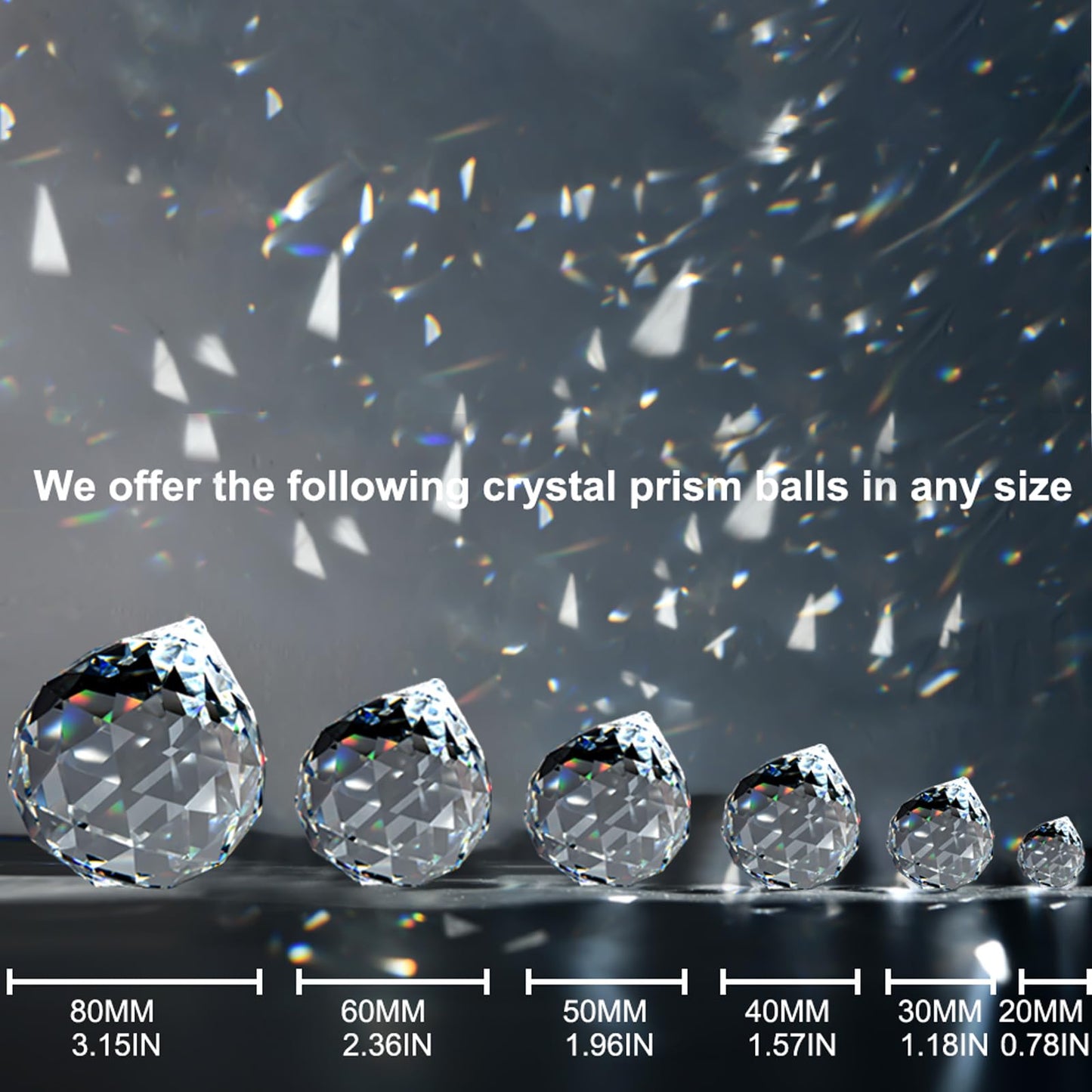 MerryNine 48 Pcs 30mm Clear Crystal Ball Prism Sun Shine Catcher Rainbow Pendants Maker, Hanging Crystals Prisms for Windows, for Feng Shui, for Gift (30mm/1.18" 48pack, 48)