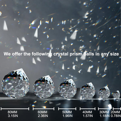 MerryNine 48 Pcs 30mm Clear Crystal Ball Prism Sun Shine Catcher Rainbow Pendants Maker, Hanging Crystals Prisms for Windows, for Feng Shui, for Gift (30mm/1.18" 48pack, 48)