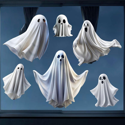 1 Set Halloween Ghost Window Clings Cute White Ghost Stickers for Glass, Halloween Window Decorations for Home, School, Office, Party Supplies