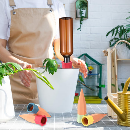 Baderke 8 Pcs 4 Set Plant Watering Devices, Terracotta Watering Spikes with 25 oz Plastic Wine Bottles, Slow Release Vacation Insert Automatic Plant Waterer Devices for Indoor Outdoor