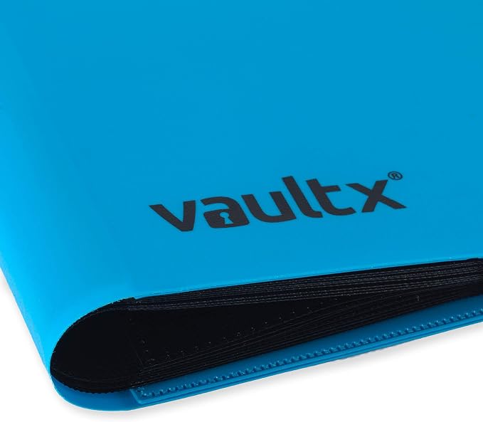 Vault X 9 Pocket Standard Strap Binder, Holds 360 Trading Cards in 20 Side-Loading Pages (Blue)