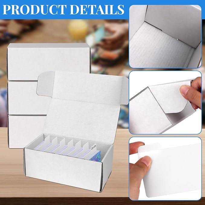 VOKOY Trading Card Storage Box with Dividers, 12 Pack • 400 Count Bulk Card Collection Case, Corrugated Cardboard Storage Box for Sports, TCG/Magic/Mtg Cards (Horizontal Length 7.5 Inch)