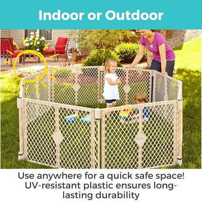 Toddleroo by North States - Superyard Baby Play Yard: Freestanding 8-Panel Baby Playpen - Indoor or Outdoor Use - Made in USA - Encloses Up to 34.4 Square Feet - 26 Inches Tall - Sand