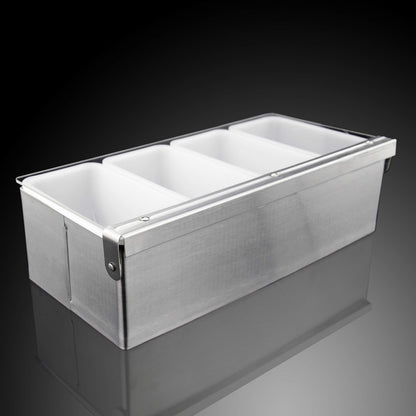 New Star Foodservice 48025 Stainless Steel Condiment Dispenser with 4 Compartments (NO ICE Tray Included)