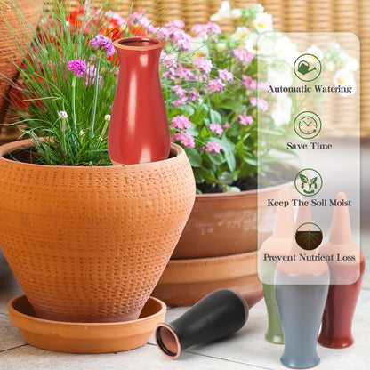4 Pack Terracotta Plant Watering Globes, 12Oz Ollas Self Watering Pots for Indoor Outdoor Plants, Automatic Plant Drip Irrigation Device, Clay Planter Insert, Up to 1 Week, for Vacations Potted Plant