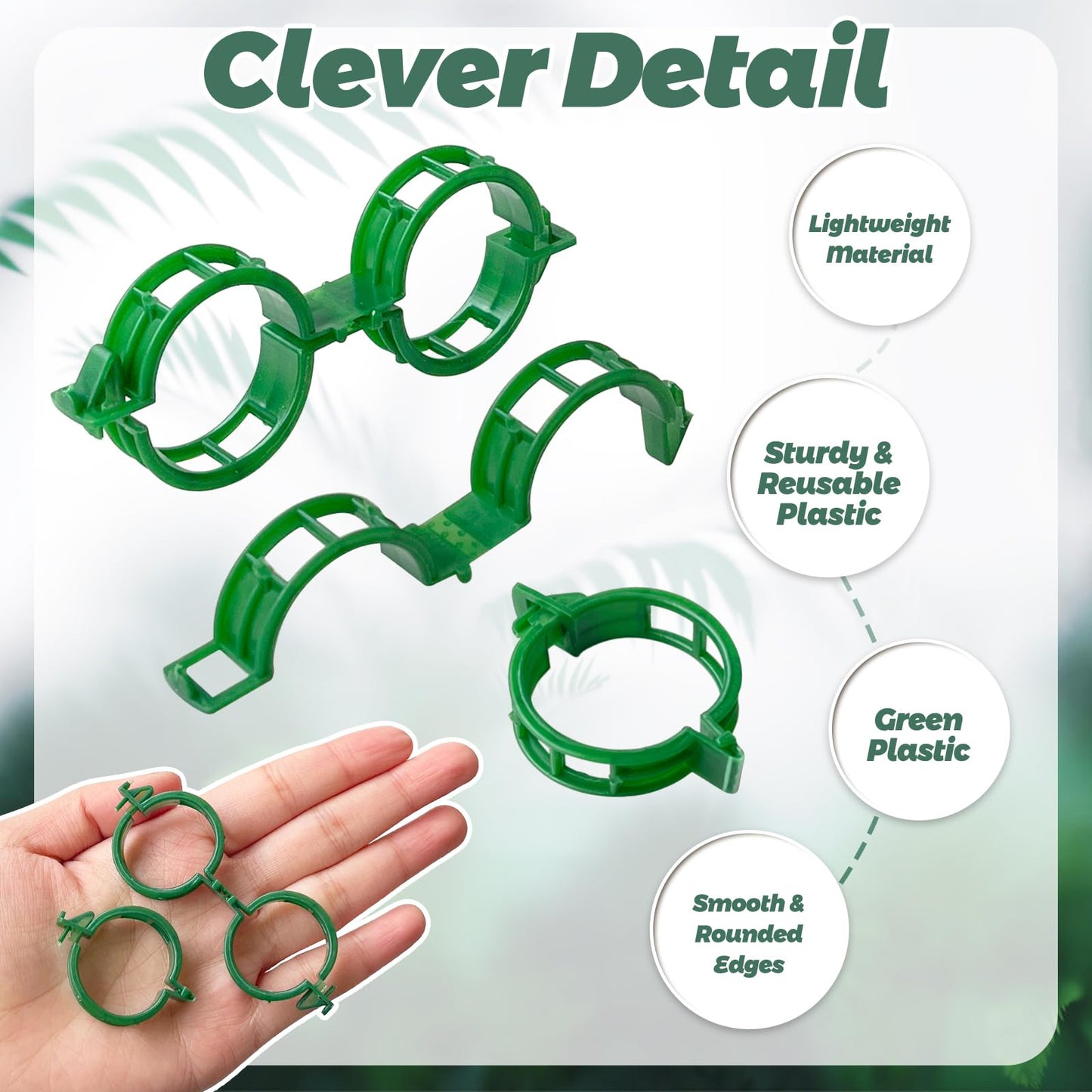 OJYUDD 400 Pcs Tomato Clips,Plastic Vine Clips,Plant Support Clips for Gardening,Climbing Plants,Tomato,Vegetables(Green)
