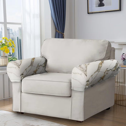 Qehuruxo White Marble Sofa Arm Covers Stretch Armrest Covers Washable Couch Arm Cover Stains Resistant Recliner Armchair Cover Anti-Slip Armrest Slipcovers Set of 2 Furniture Protector